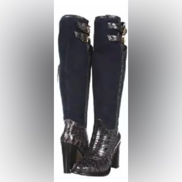 UGG Women's Aldabella Boots Shoes Italy Ink Charcoal Croc Shearling